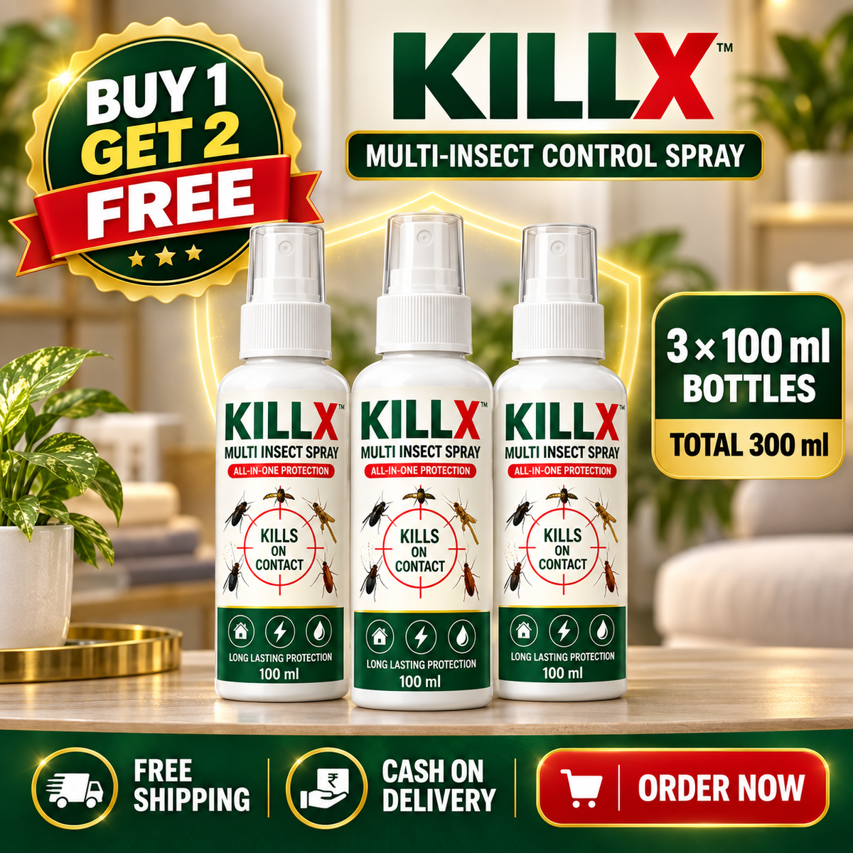 KillX™ Multi-Insect Control Spray – Pack of 3