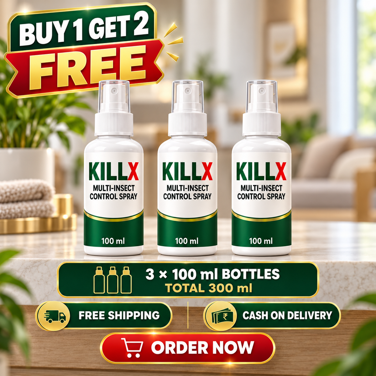 KillX™ Multi-Insect Control Spray – Pack of 3