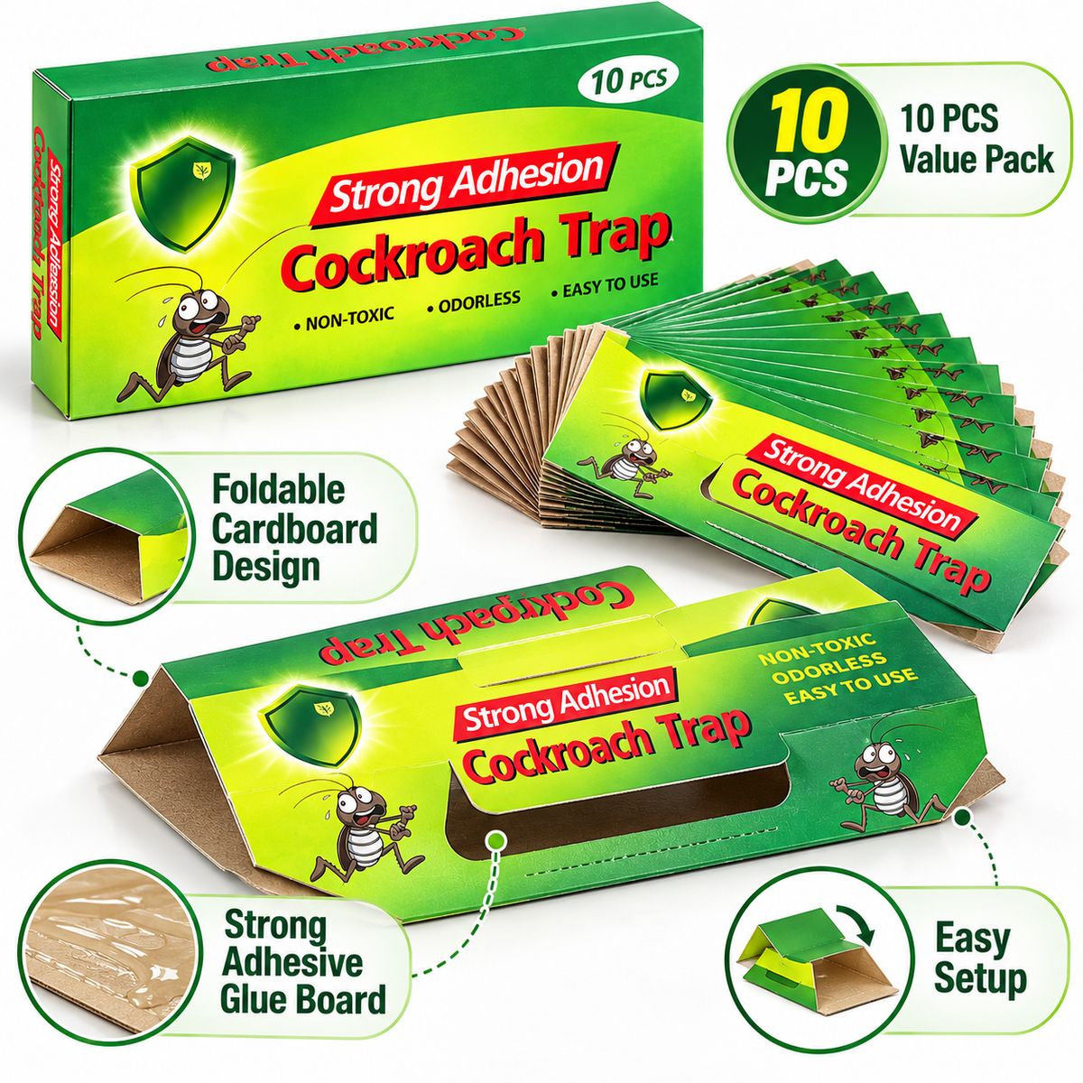 Cockroach trap 10 PCS value pack and product features