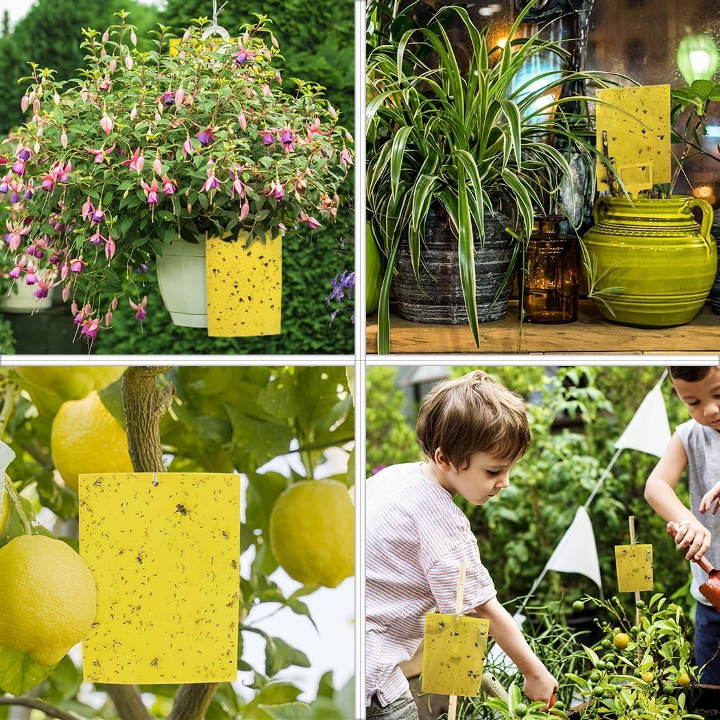 Yellow Sticky Traps for Plants – Double-Sided Pest Control Cards, 20 Pieces