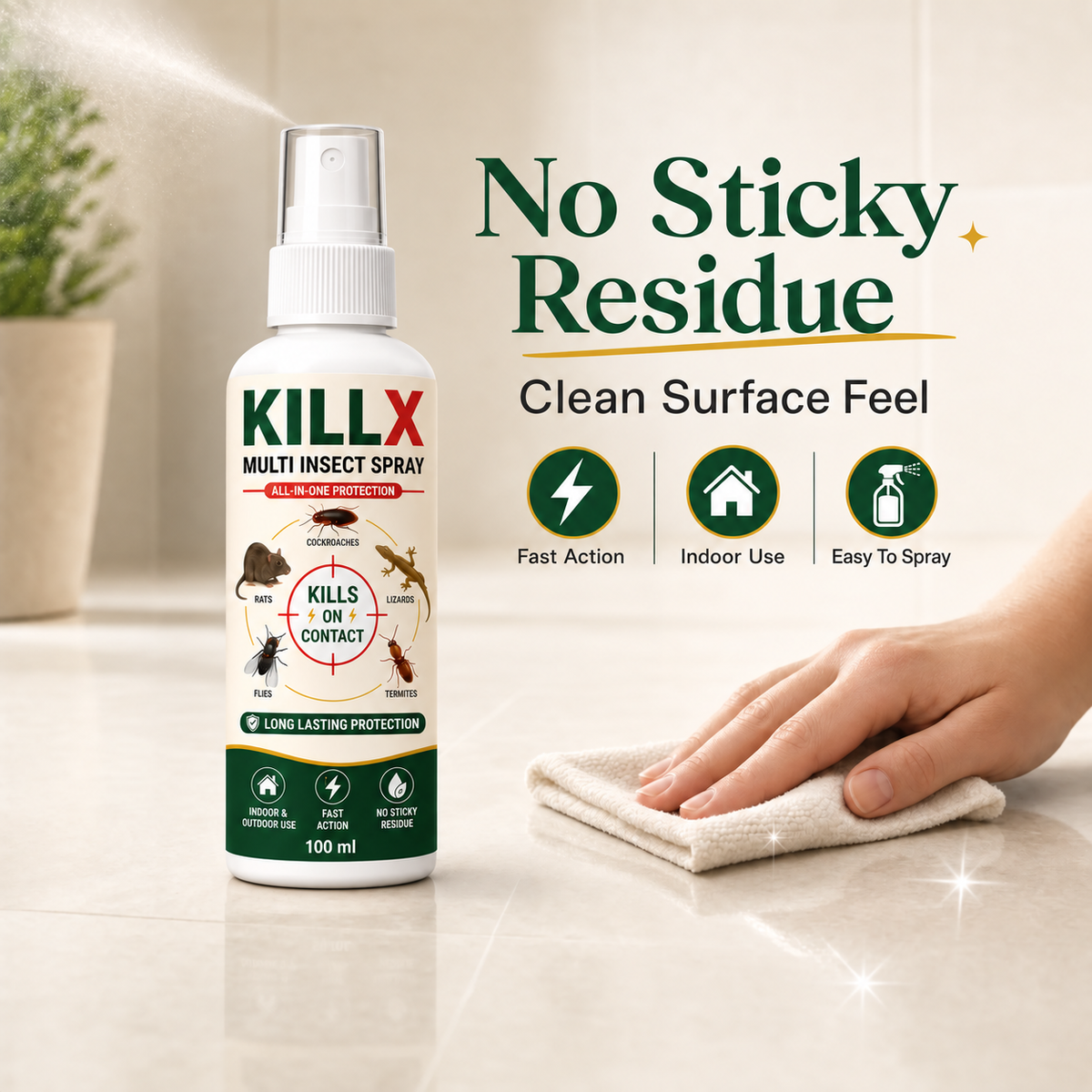 KILLX 100 ml spray with no sticky residue